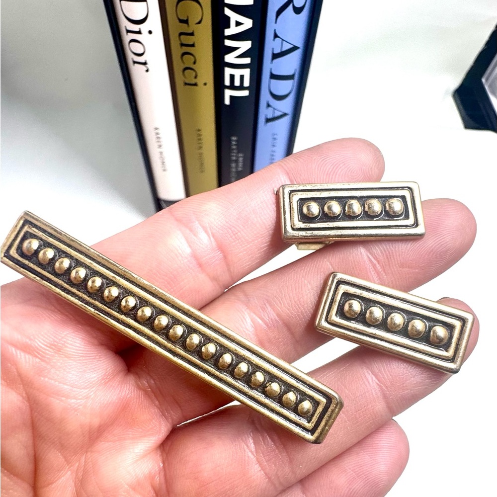 Vintage Signed Swank Tie Bar & Cufflink Set